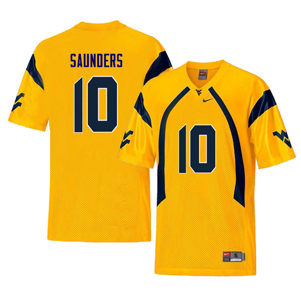 Men #10 Cody Saunders West Virginia Mountaineers Retro College Football Jerseys Sale-Yellow - Click Image to Close